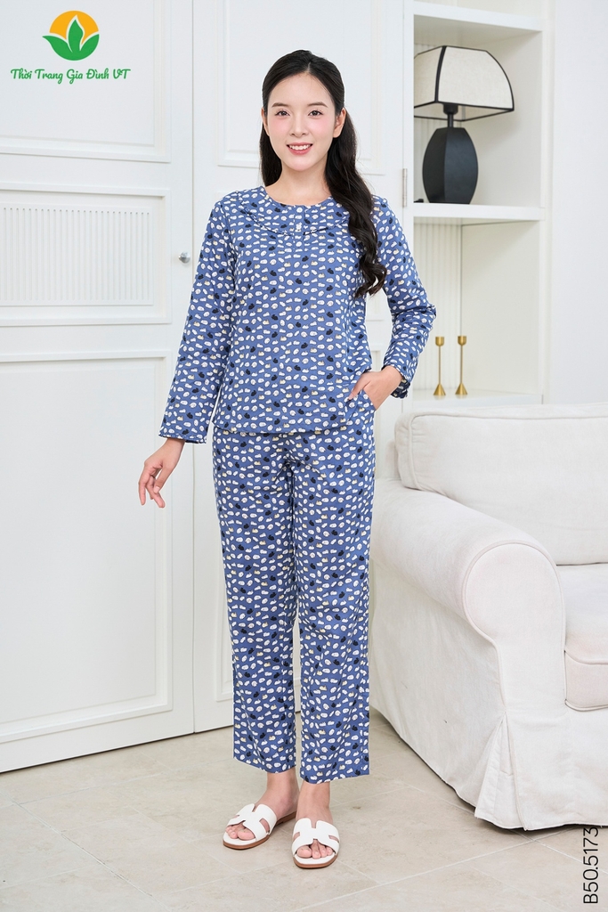 Bộ cotton nữ quần dài áo dài tay B50.5173.