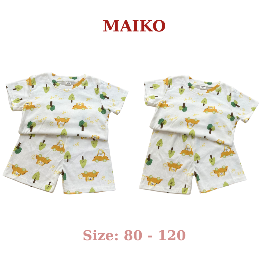 Bộ cotton cộc tay in tràn BÉ TRAI 80-120