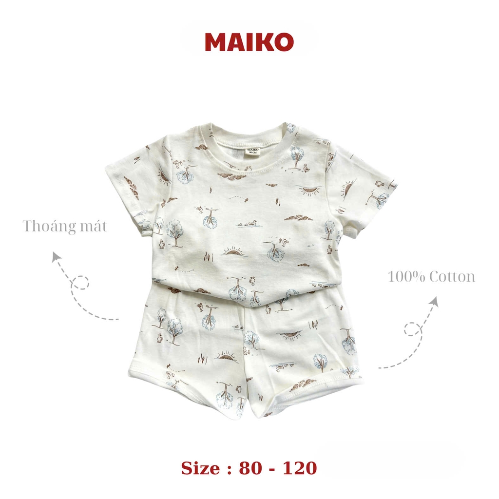 Bộ cotton cộc tay in tràn BÉ TRAI 80-120