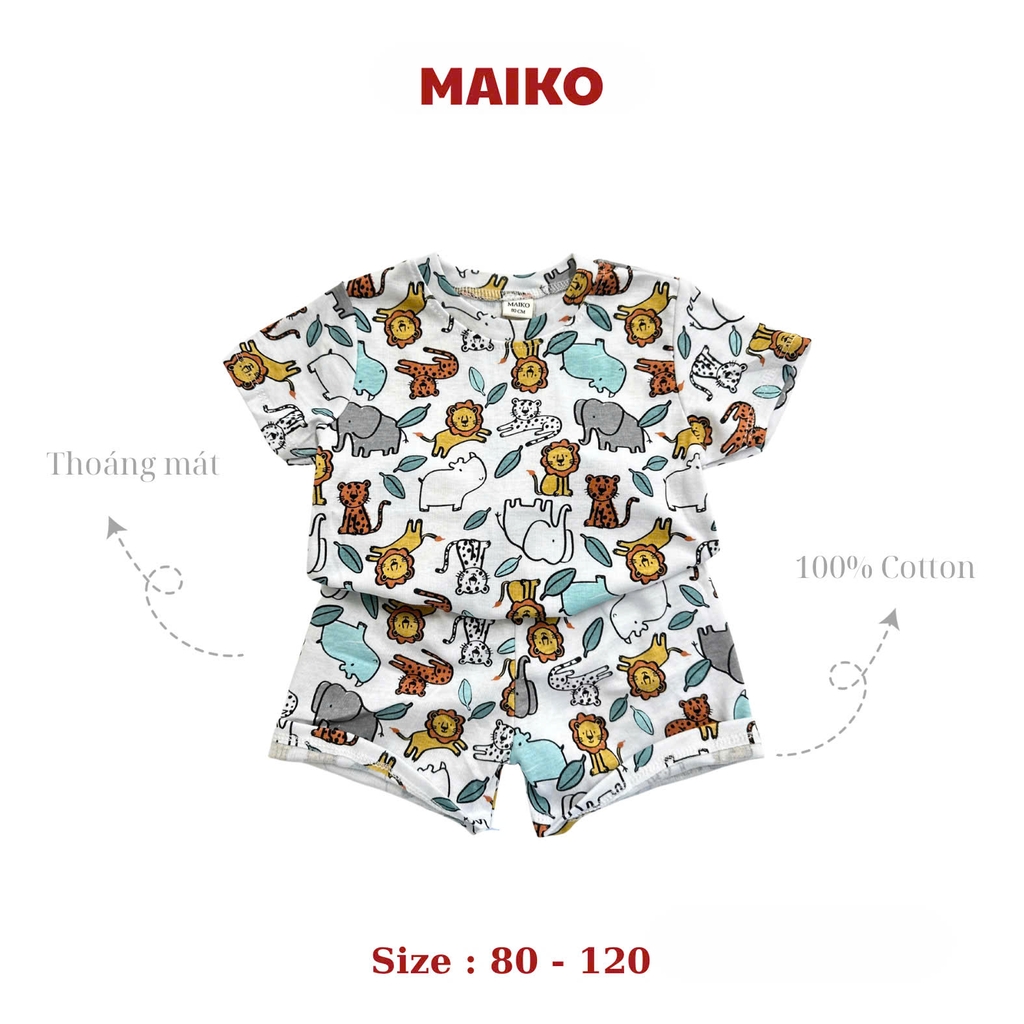 Bộ cotton cộc tay in tràn BÉ TRAI 80-120