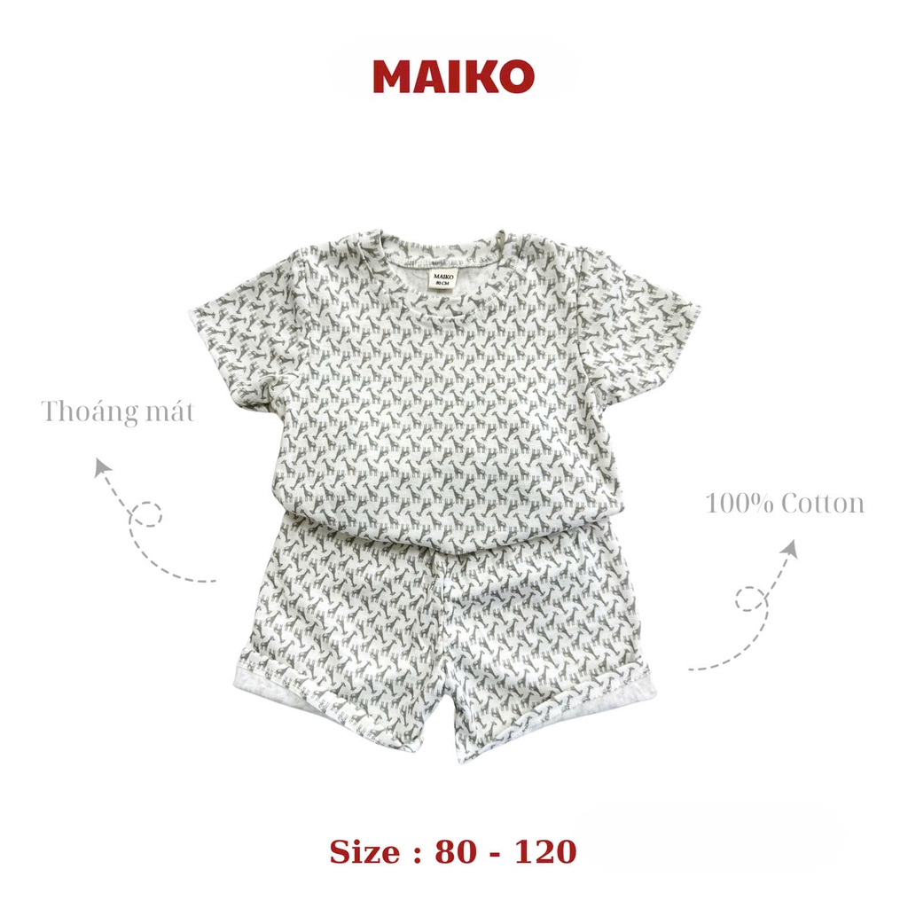 Bộ cotton cộc tay in tràn BÉ TRAI 80-120