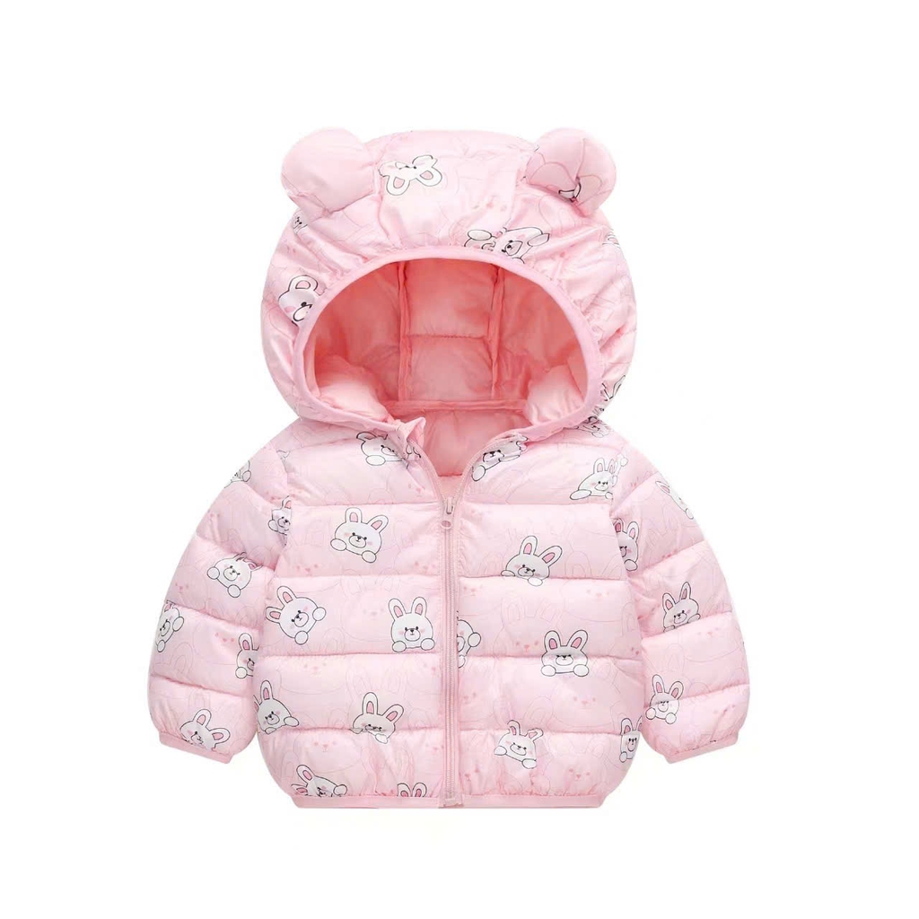 Áo phao có mũ in tràn họa tiết Bé trai Bé gái size 90-130