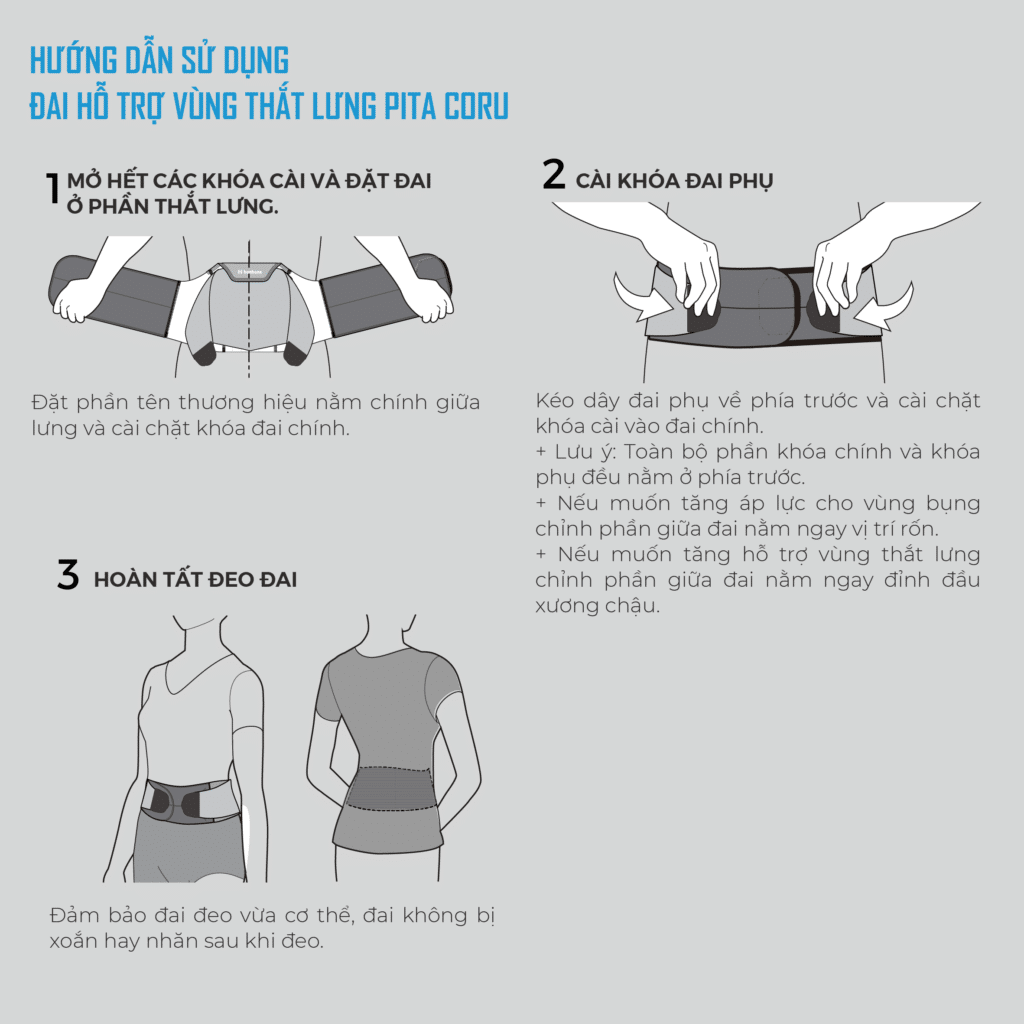 Đai thắt lưng cột sống BonBone Pita Coru Wide