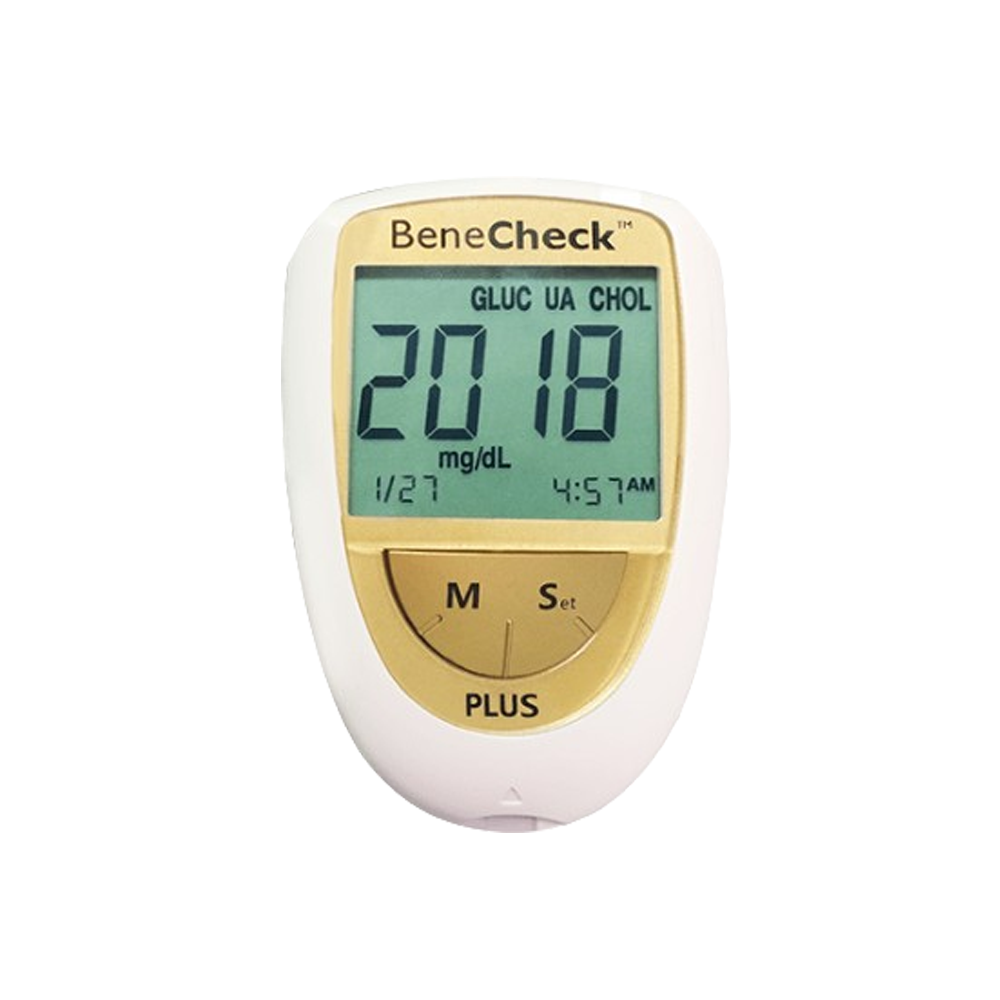 Máy đo 3 in 1 đường huyết, mỡ máu, gout BeneCheck - Trọn bộ