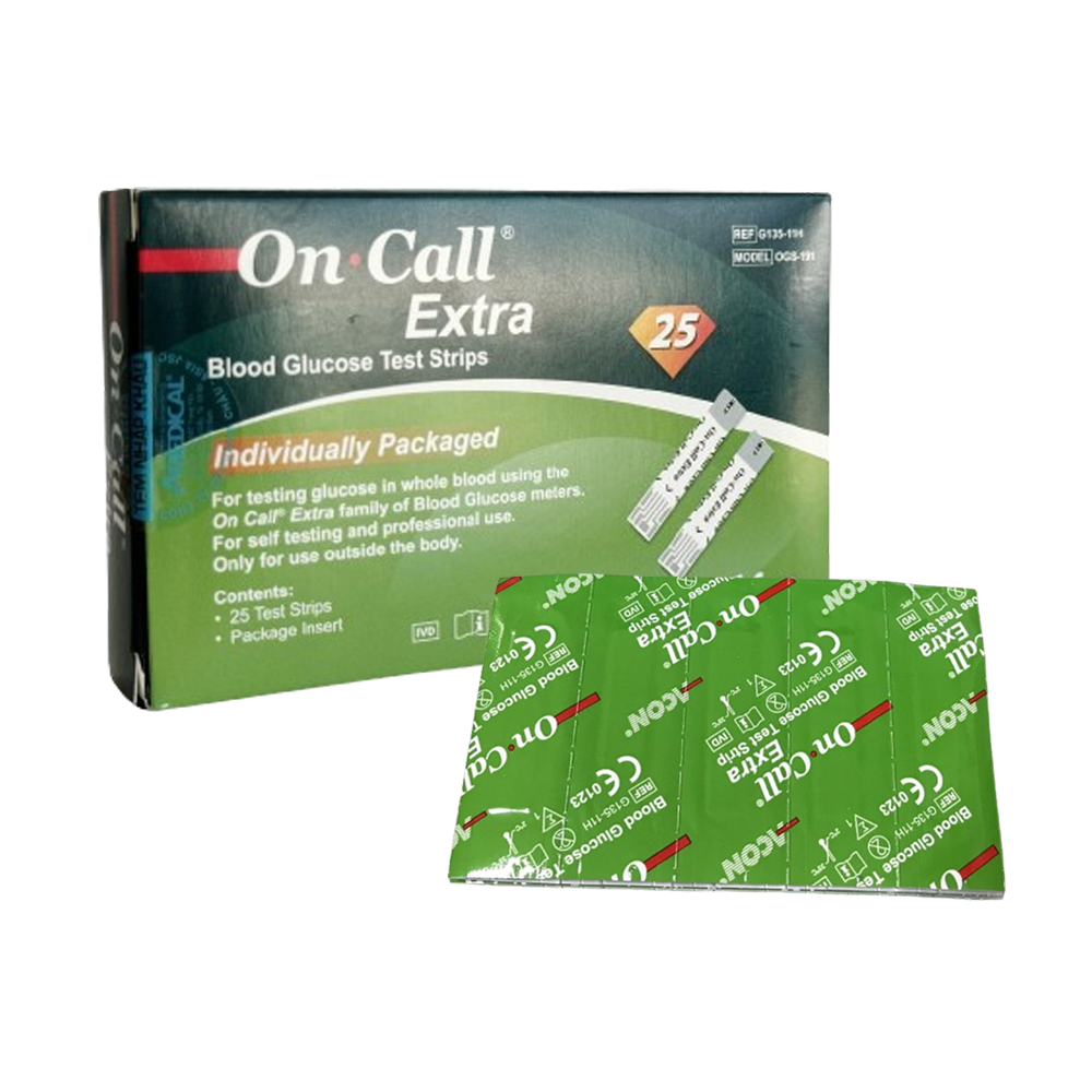 Hộp 25 que thử đường huyết On Call Extra