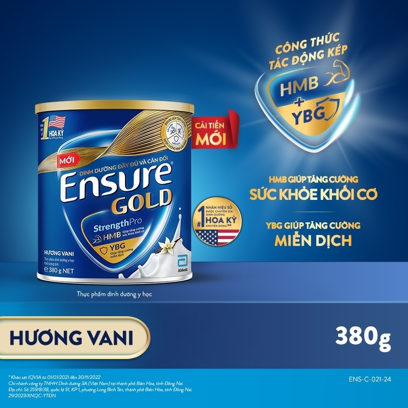 Sữa Ensure Gold hương Vani mới 380g