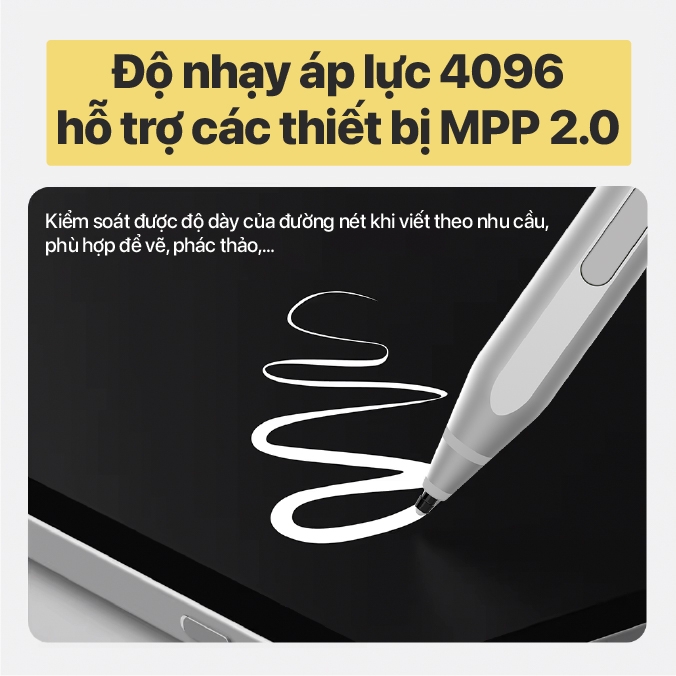 Bút cảm ứng C W T CHILL WITH TATTY PENCIL TPRO dùng cho laptop cảm ứng,surface có chống tì đè,cảm ứng nét nghiêng,nhạy