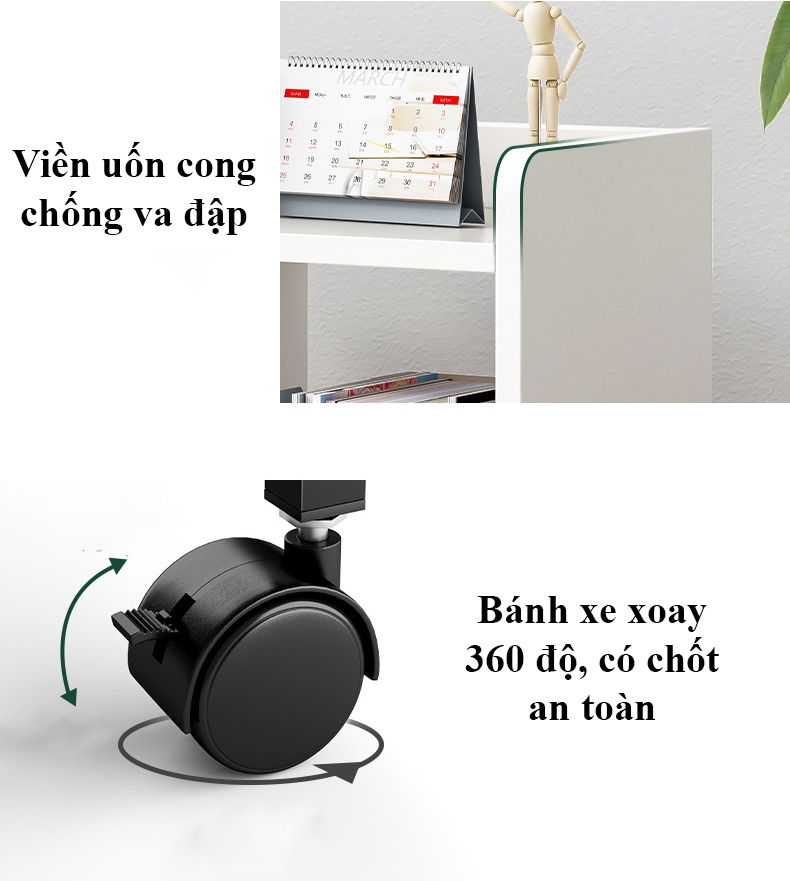 Kệ để sách vở, kệ để hồ sơ tài liệu văn phòng, để máy in có bánh xe di chuyển tiện lợi