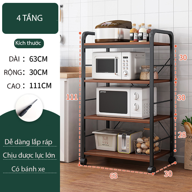 Kệ bếp, kệ để lò vi sóng 4-5 tầng có bánh xe di chuyển