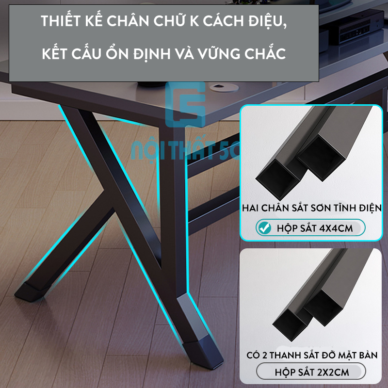 Bàn làm việc, Bàn gaming chân K khung sắt hộp cao cấp 40x40mm có phụ kiện đi kèm  - BH087