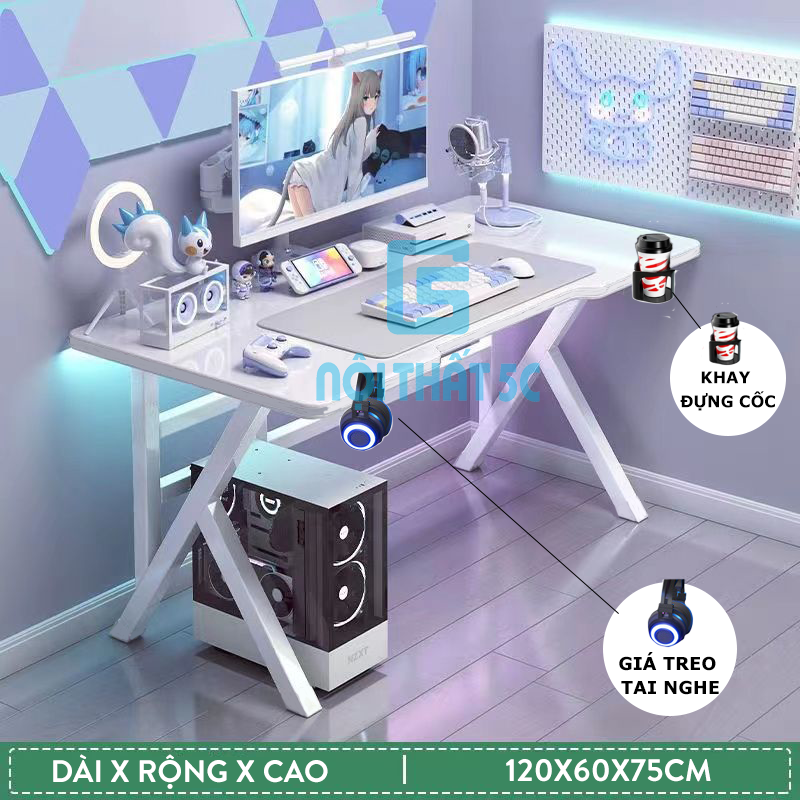 Bàn gaming chân K, khung sắt hộp cao cấp 4x4cm - BH087