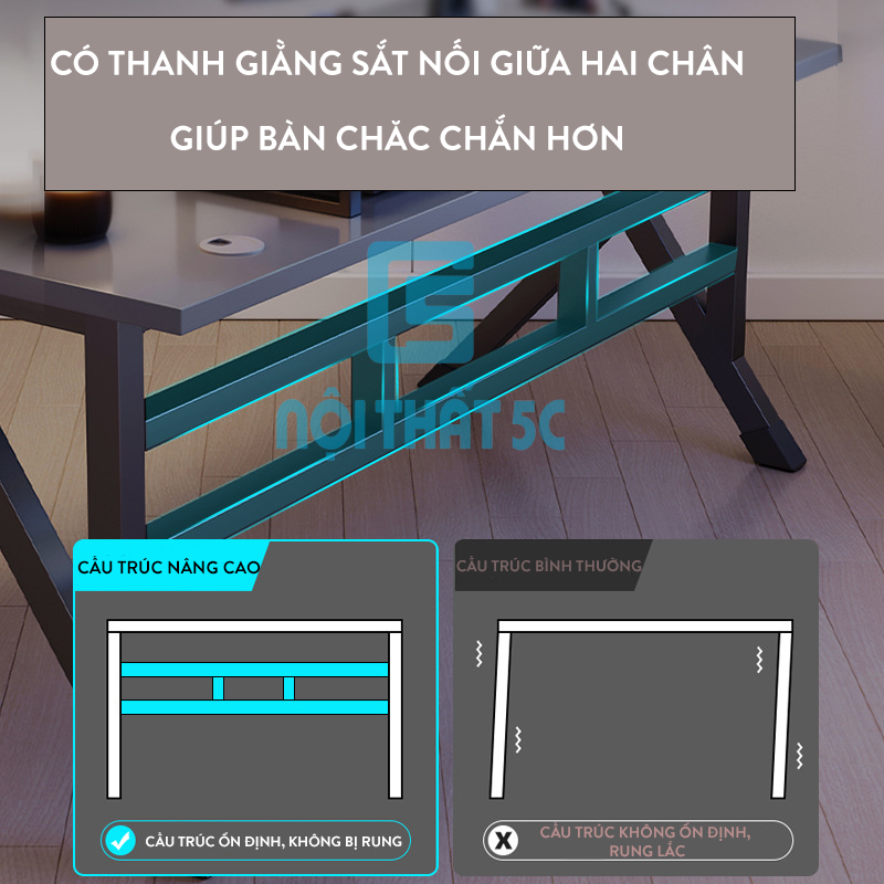 Bàn làm việc, Bàn gaming chân K khung sắt hộp cao cấp 40x40mm có phụ kiện đi kèm  - BH087
