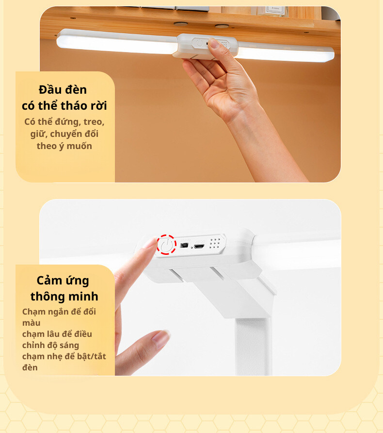 Đèn bàn LED 2 đầu đèn kẹp 3 màu GD-1404