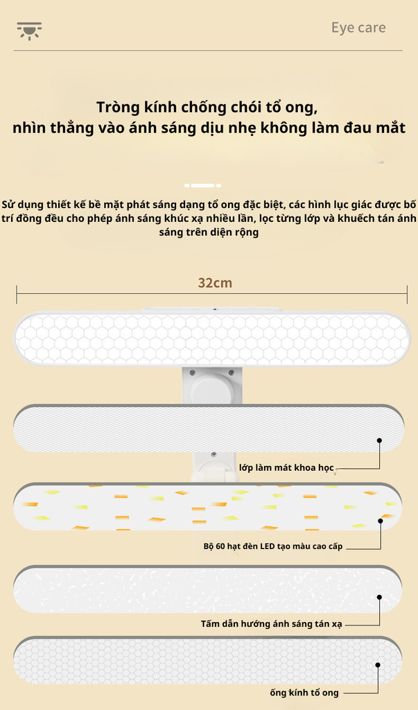 Đèn học LED 3 ánh sáng bảo vệ mắt chống cận cảm ứng Rhino GD-1406