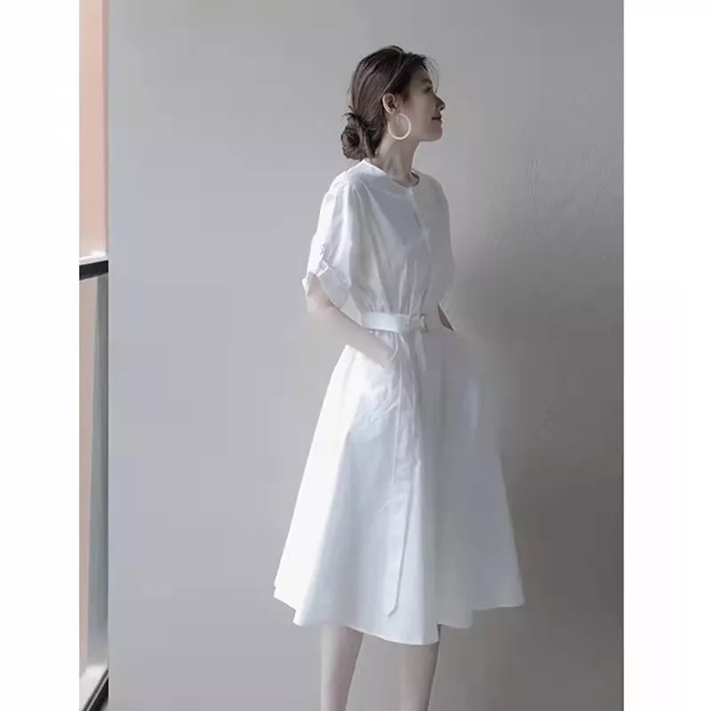 Đầm tay lỡ phối belt trắng Xiny D198230