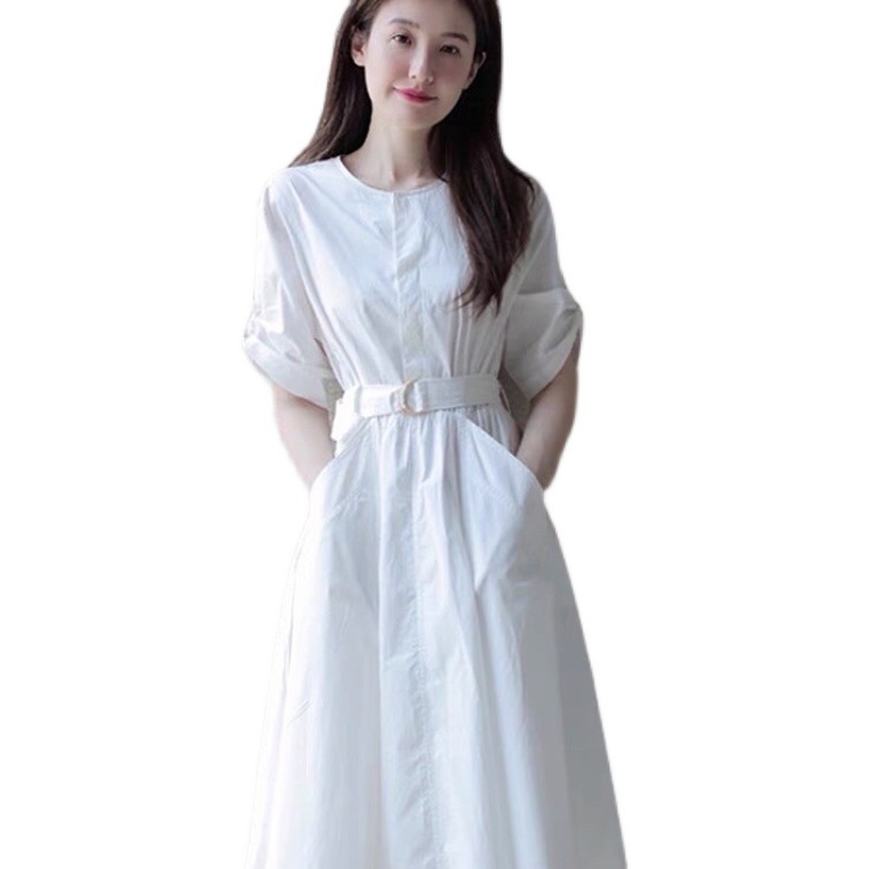 Đầm tay lỡ phối belt trắng Xiny D198230