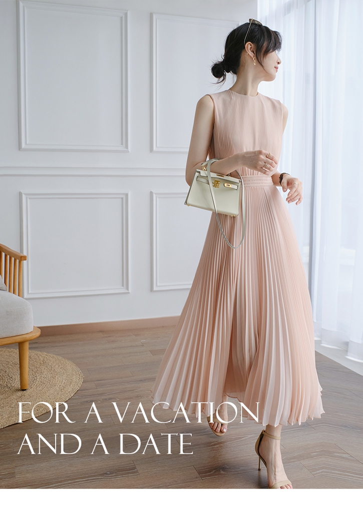 Đầm midi voan xếp li cộc tay hồng phấn đầm dự tiệc phiên  Xiny D165230