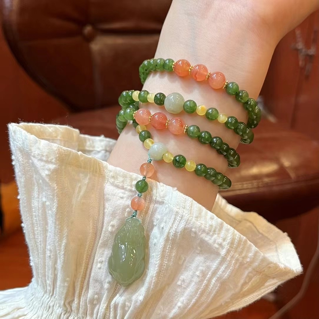 Vòng tay đá jasper Ulanhai tự nhiên, phong cách Trung Hoa, vòng tay mã não đỏ Nam TS122240