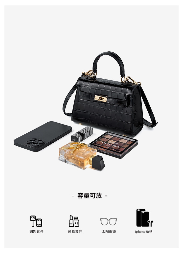 Túi Xách Nữ Da Bò Kelly Mini 2025 – Họa Tiết Cá Sấu, Đeo Chéo Nhẹ, Sang Trọng TX138250