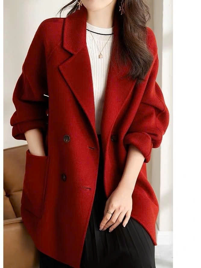 Áo dạ ép lông cừu kiểu Vest  phong cách Hàn Quốc mẫu mới thu đông D450240