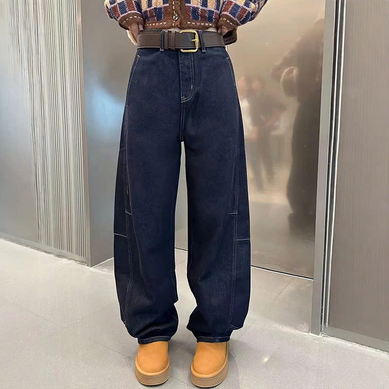 Quần jean cạp cao ống rộng dáng suông dài QJ140240