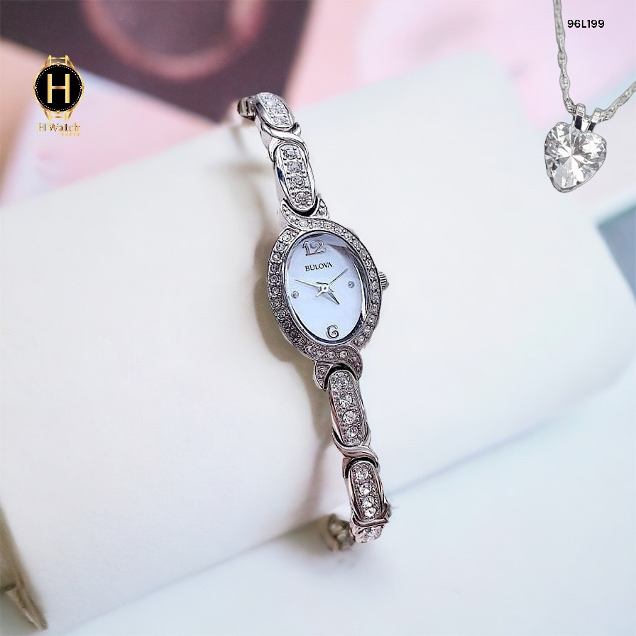 Đồng Hồ Nữ Bulova Pin  96L199  Dây Thép Mặt Trắng