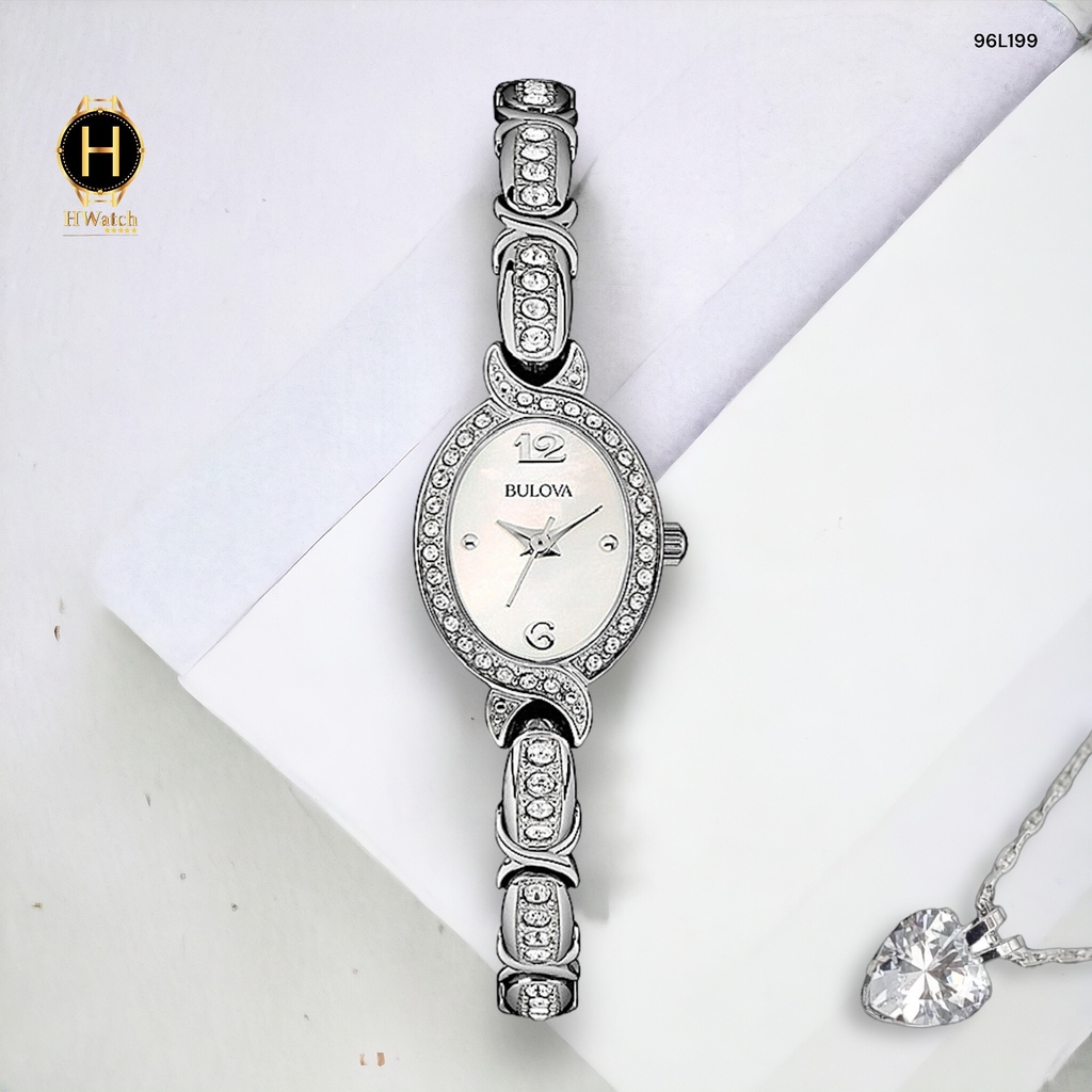 Đồng Hồ Nữ Bulova Pin  96L199  Dây Thép Mặt Trắng