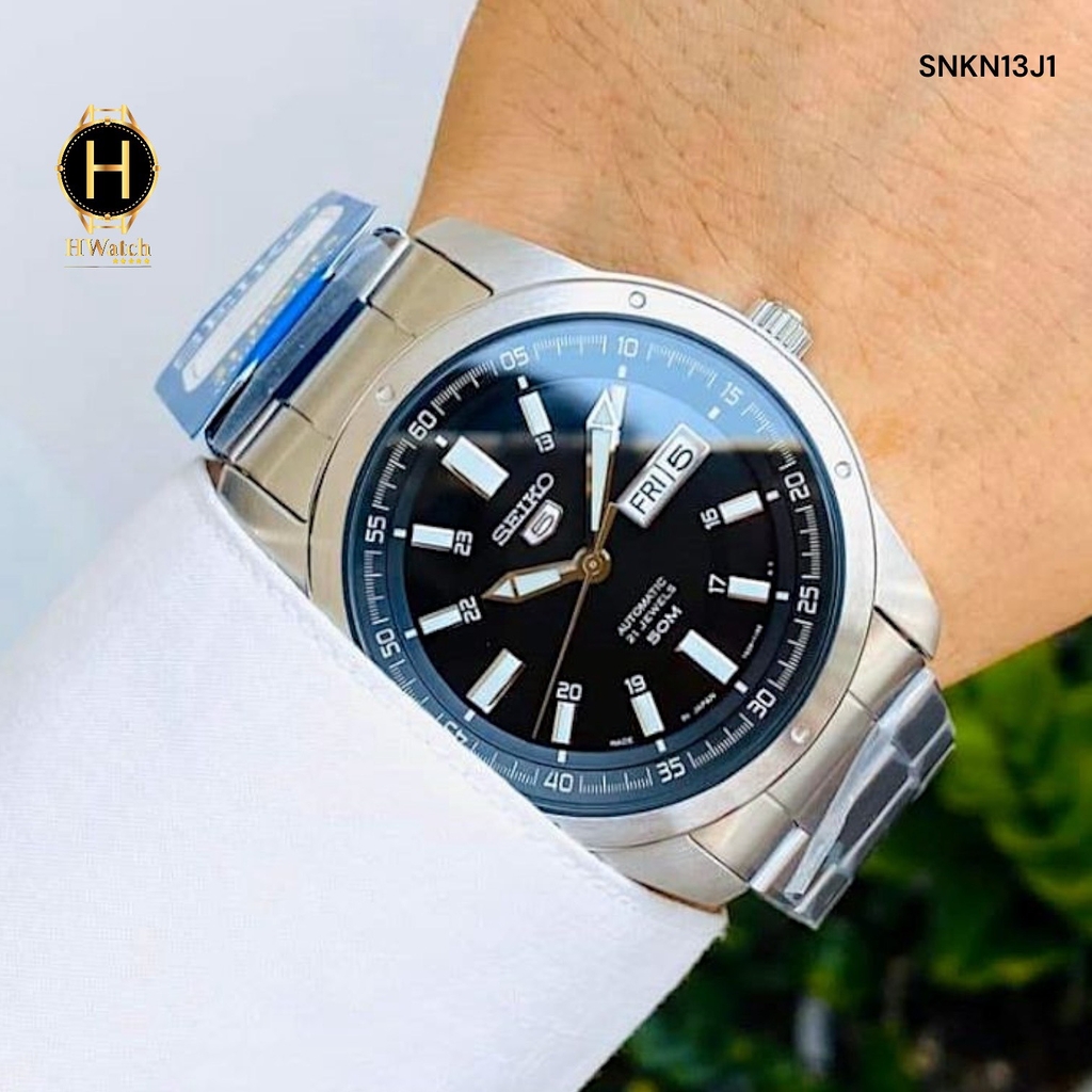 Đồng Hồ Nam Seiko Automatic SNKN13J1 Dây Thép Vỏ Trắng Mặt Đen