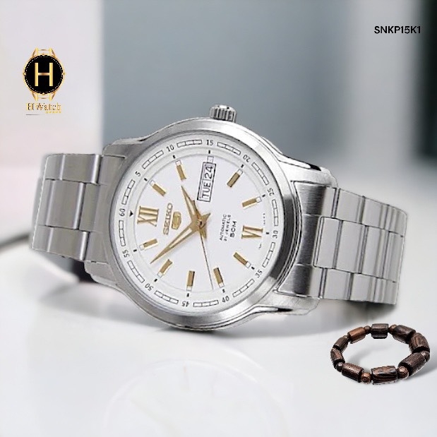 Đồng Hồ Nam Seiko Automatic SNKP15K1 Dây Thép Vỏ Trắng Mặt Trắng