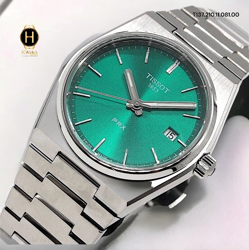 Đồng Hồ Nữ Tissot Pin T137.210.11.081.00 (T1372101108100) PRX Quartz Green Dial Sapphire