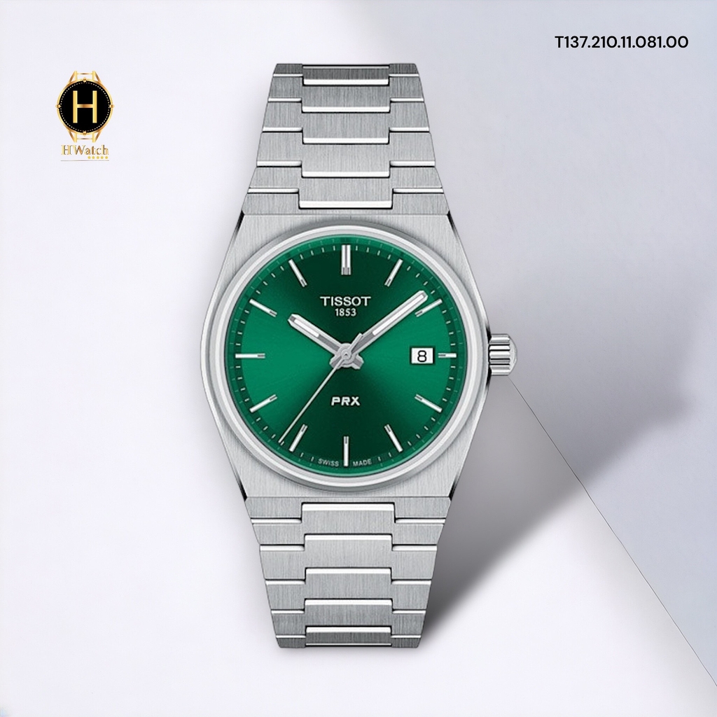 Đồng Hồ Nữ Tissot Pin T137.210.11.081.00 (T1372101108100) PRX Quartz Green Dial Sapphire