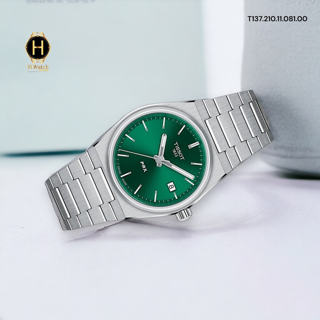 Đồng Hồ Nữ Tissot Pin T137.210.11.081.00 (T1372101108100) PRX Quartz Green Dial Sapphire