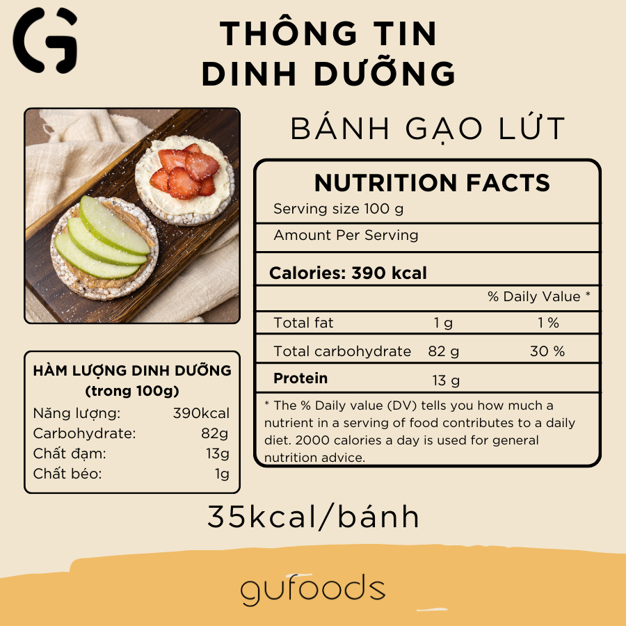 Bánh gạo lứt superfoods GUfoods - Mix siêu hạt chia + quinoa + yến mạch  - Ăn kiêng, Tập gym, Thực dưỡng