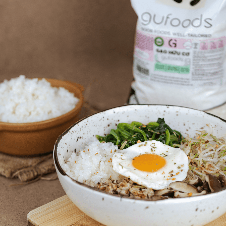 Gạo hữu cơ Japonica GUfoods (túi 1kg) - Ăn dặm cho bé, Làm sushi / cơm cuộn, Dẻo ngọt ngon cơm, Nguyên liệu organic