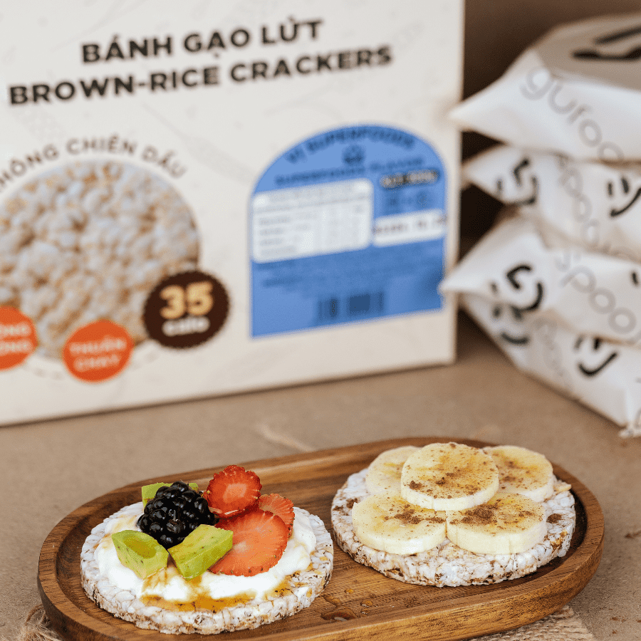 Bánh gạo lứt superfoods GUfoods - Mix siêu hạt chia + quinoa + yến mạch  - Ăn kiêng, Tập gym, Thực dưỡng