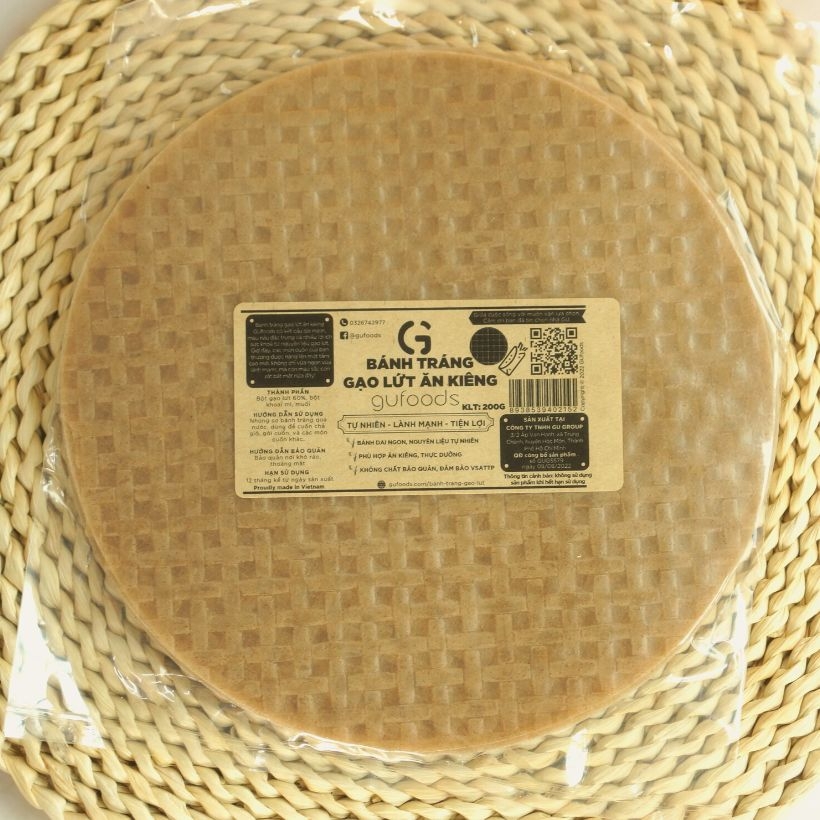 Bánh tráng gạo lứt GUfoods (Gói 200g) - Dai ngon, Eatclean, Ăn kiêng, Healthy