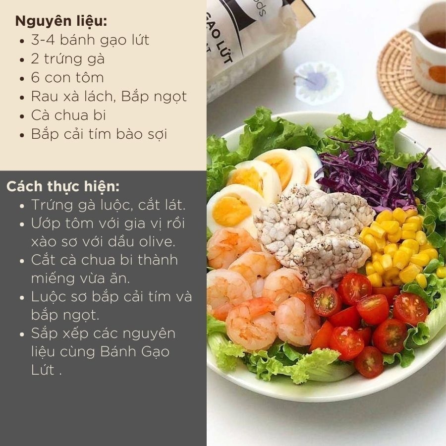 Bánh gạo lứt ăn kiêng GUfoods - Combo Mix 3 vị Hữu cơ, Hạt Diêm mạch, Cỏ ngọt (510g)