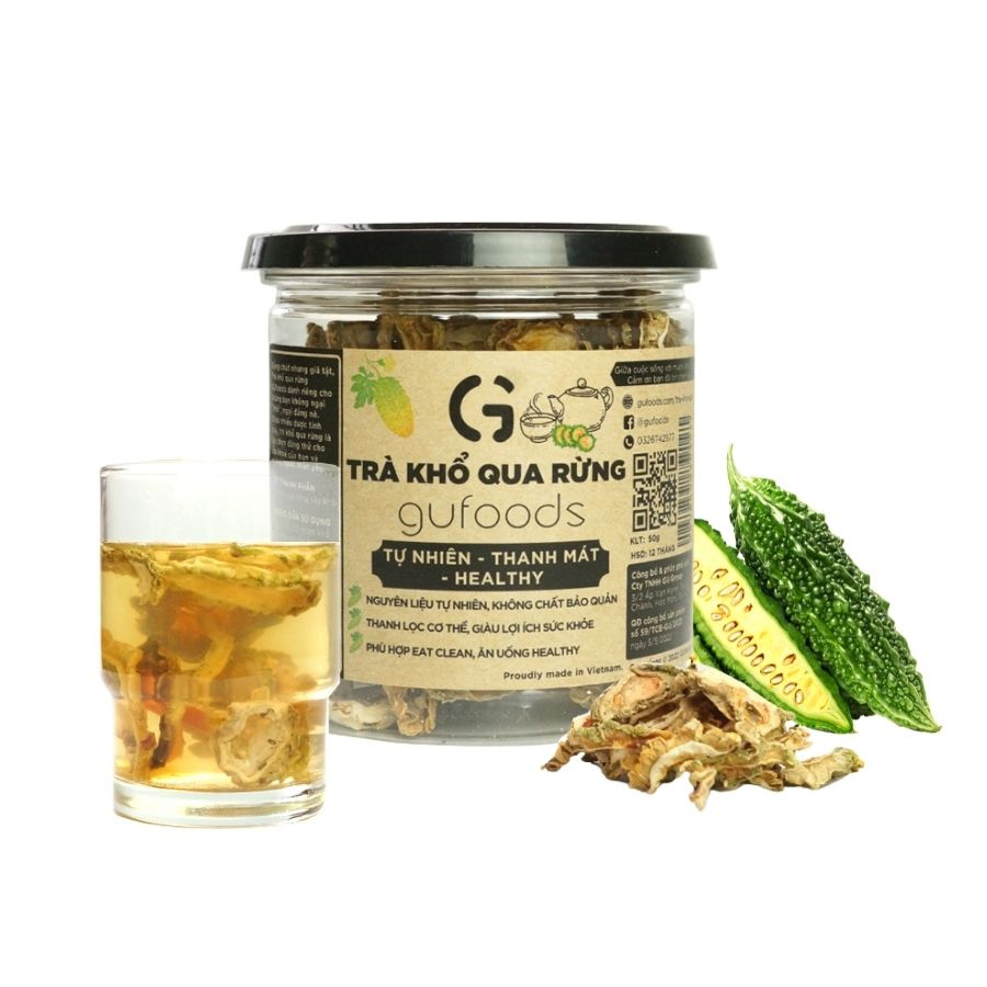 Trà khổ qua rừng nguyên chất GUfoods (Hũ 150g) - Thanh lọc cơ thể, Mát gan, Hỗ trợ đẩy lùi tiểu đường