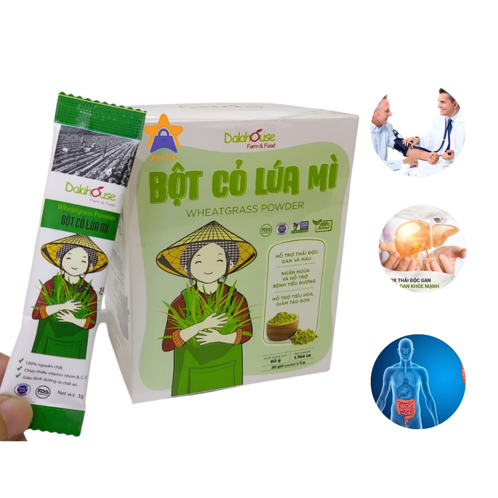 Bột cỏ lúa mì nguyên chất sấy lạnh Dalahouse 60g (3g x 20 gói)