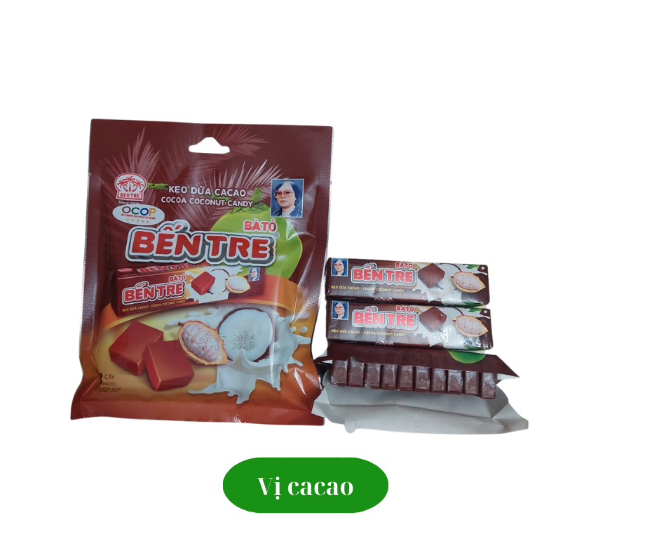 Kẹo dừa Bến Tre Bà Hai Tỏ túi 142g (3 thanh x 10 viên)