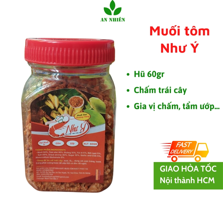 Muối tôm Như Ý chính hãng, đặc sản muối tôm An Giang hũ 60gr, 400gr