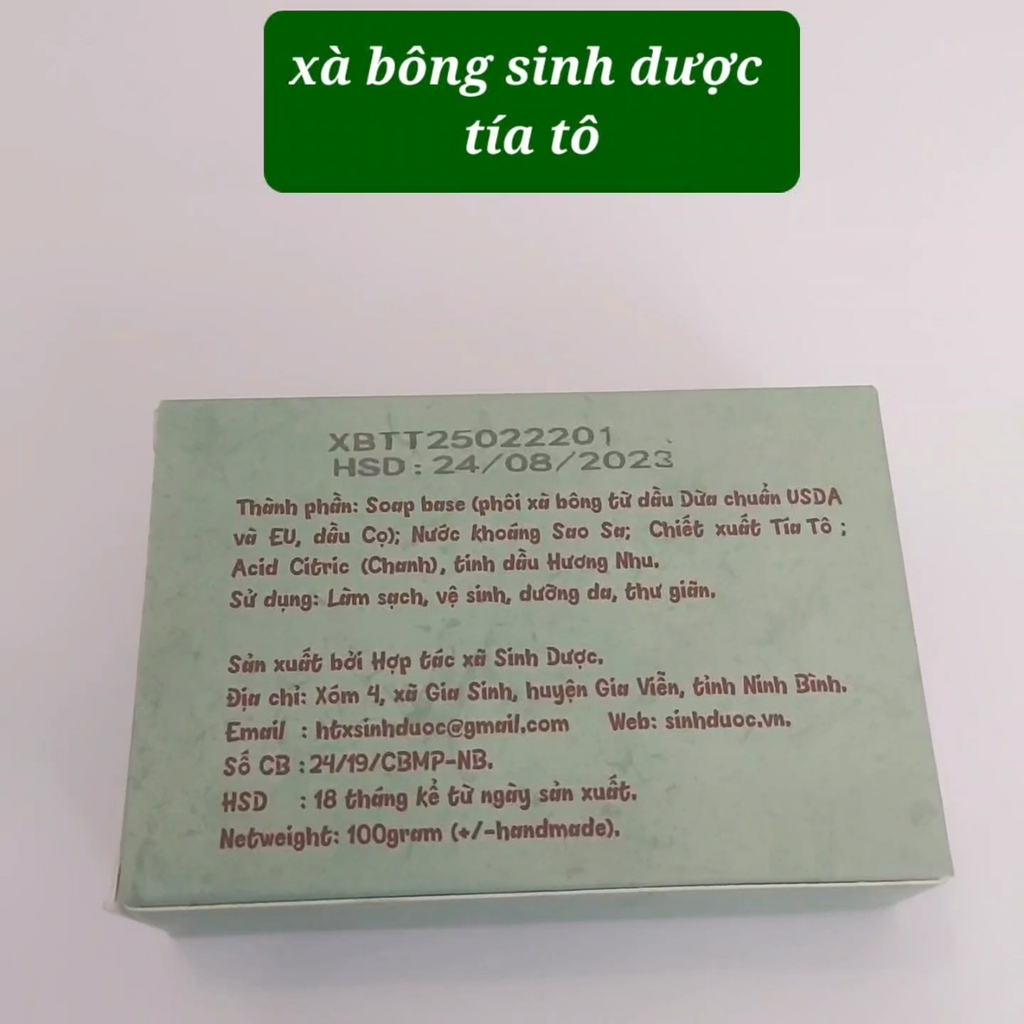 Xà bông sinh dược tía tô 100g