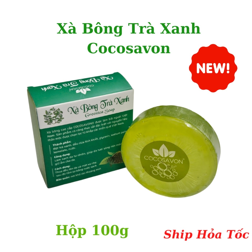 Xà bông tắm trà xanh Cô Ba Cocosavon 100gr