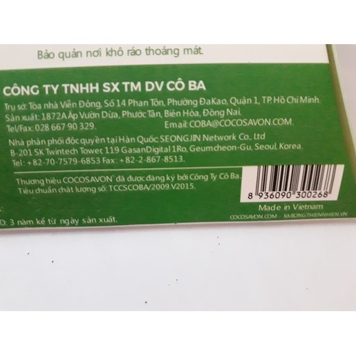 Xà bông tắm trà xanh Cô Ba Cocosavon 100gr