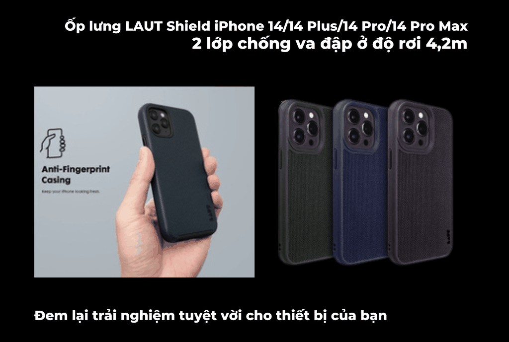 Ốp lưng LAUT Shield iPhone 14/14 Plus/14 Pro/14 Pro Max 2 lớp chống va đập ở độ rơi 4,2m - Đem lại trải nghiệm tuyệt vời cho thiết bị của bạn.