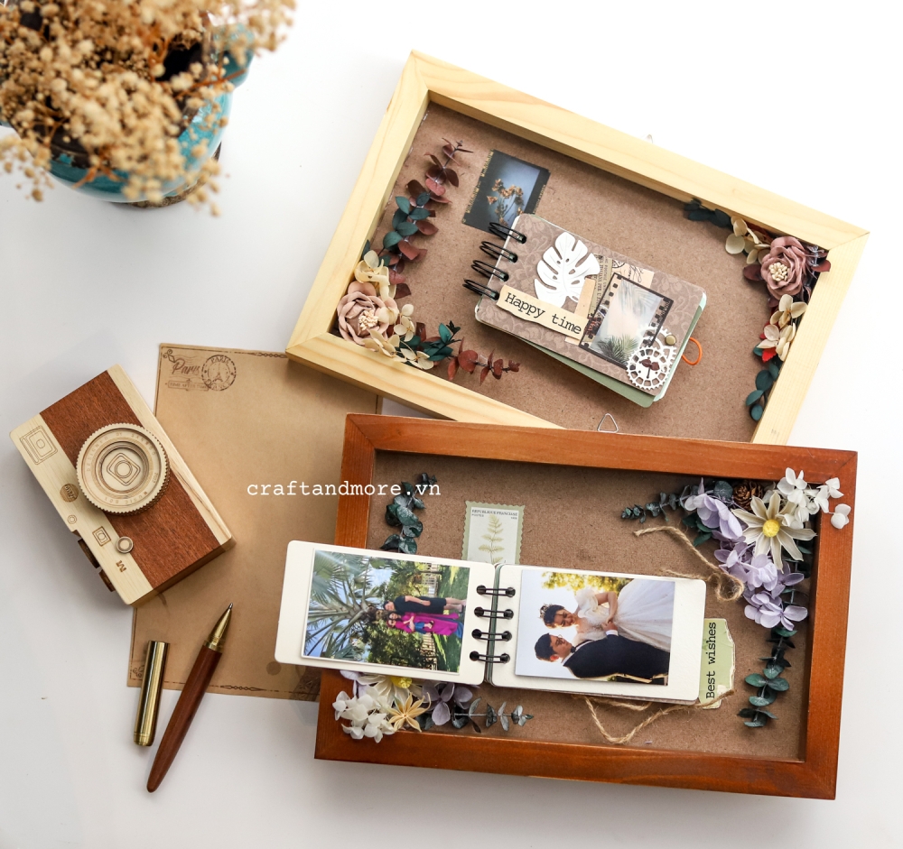 Khung ảnh đẹp handmade trang trí hình với hoa lá khô theo yêu cầu