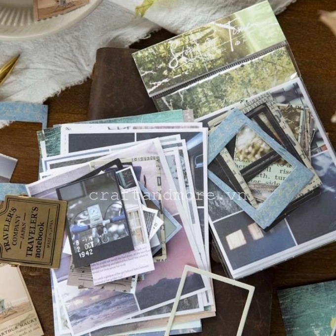 Bộ khung ảnh, tag, giấy, sticker làm thủ công Vintage Frame