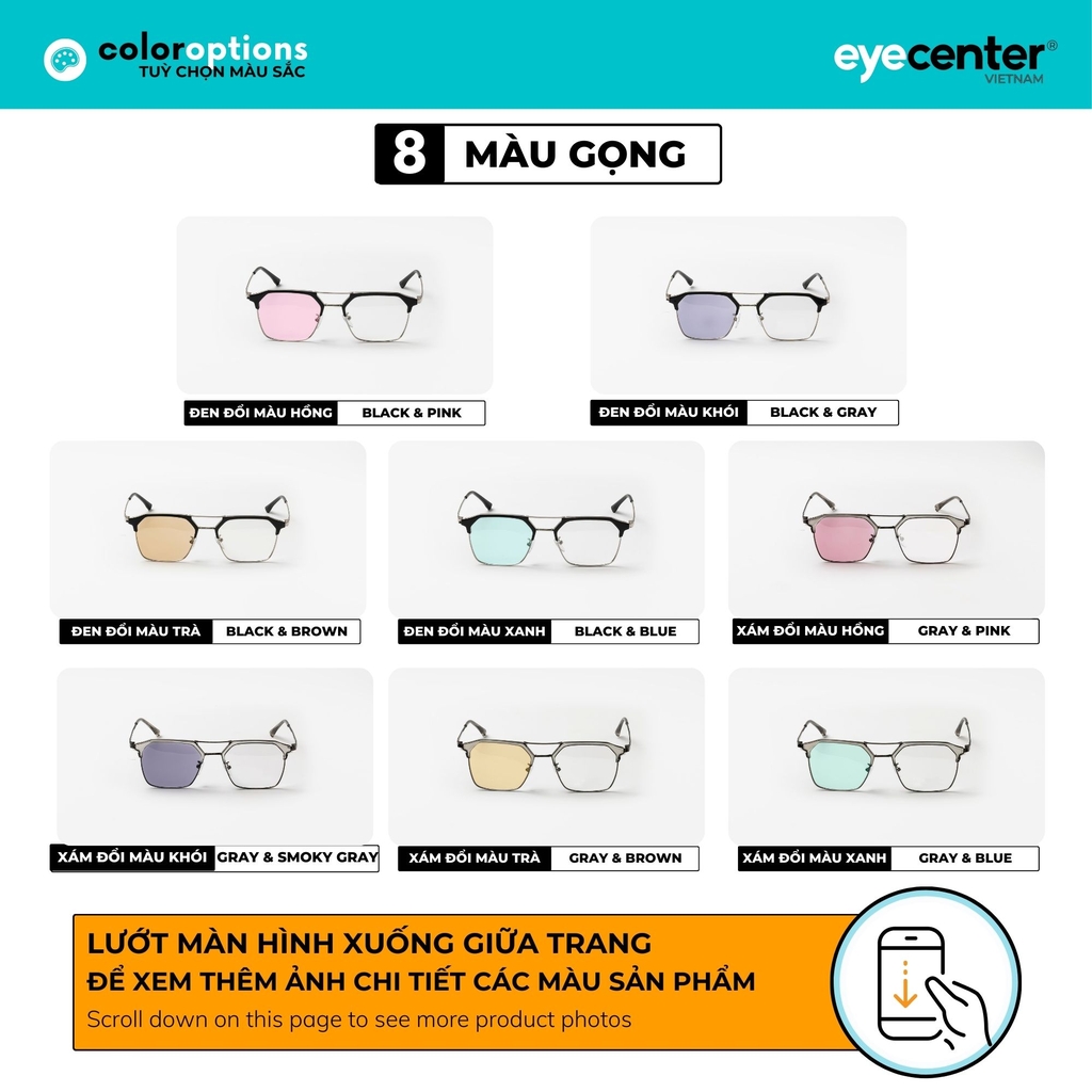 [B100] Gọng kính cận nam nữ ĐỔI MÀU chính hãng EYECENTER SB1