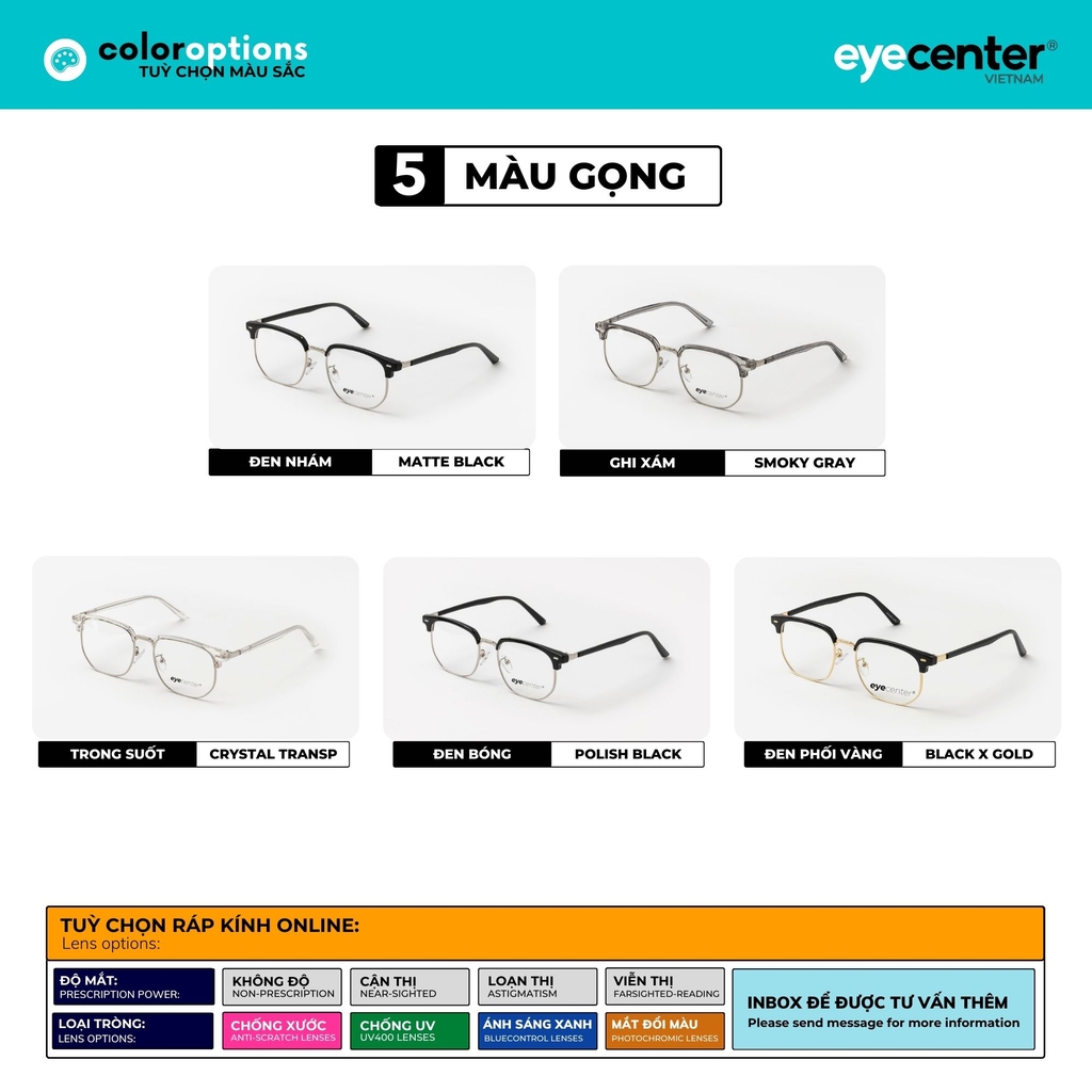 [B103] [21082 - 9085 - 4112 - 2204] Gọng kính cận nam nữ chính hãng EYECENTER nhiều màu 21082