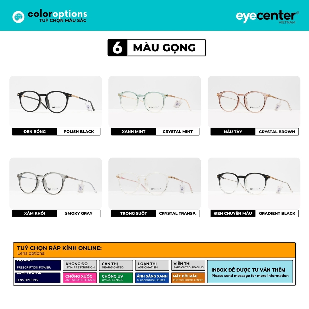 [K36]Gọng kính cận nữ chính hãng EYECENTER lõi thép chống gãy EK 19088 by Eye Center Vietnam